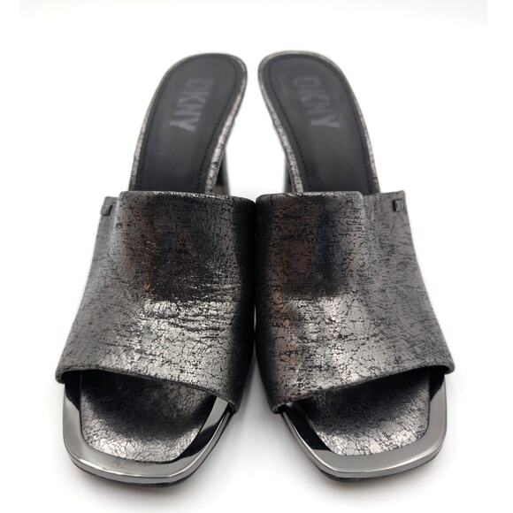 DKNY Bronx Open Toe Pump Heel Sandal Women's Dark Gunmetal Size US7M EU37.5B - Picture 2 of 10